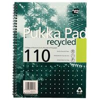 Pukka Pad A4 Wirebound Card Cover Notebook Recycled Ruled 110 Pages Gree(Pack 3)
