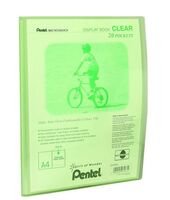 Pentel Recycology A4 Display Book Clear 20 Pocket Green (Pack 20)