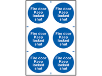 Fire Door Keep Locked Shut - 6 PVC Signs 100 x 100mm