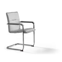 Cantilever chair with genuine leather covering