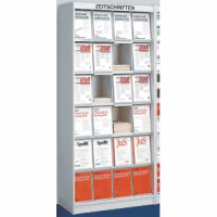 Zeitschriftenschrank Media 24 Fächer BxTxH 97x42x220cm lichtgrau