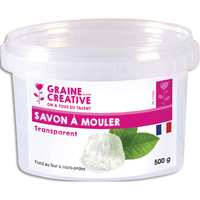 GRAINE CREATIVE Boîte de savon en bloc 500 gr translucide, pour réaliser des savons, fond au micro-ondes - produit supprimé à épuisement du stock