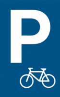 Parkplatzschild - P / Fahrrad, Weiß/Blau, 40 x 25 cm, Kunststoff, Symbol