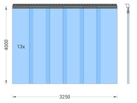 Foto 1 von PVC-Streifenvorhang, Lamellen 300 x 3 mm transparent, Höhe 4,00 m, Breite 3,25 m (2,70 m), Edelstahl