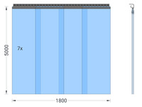 Foto 1 von PVC-Streifenvorhang, Lamellen 400 x 4 mm transparent, Höhe 5,00 m, Breite 1,90 m (1,75 m), verzinkt