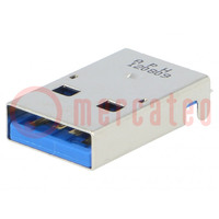 Plug; USB A; on PCBs; SMT; horizontal; USB 3.0; gold-plated