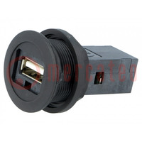 USB socket; 22mm; har-port; -25÷70°C; Ø22.3mm; IP20; black