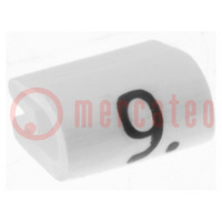 Markeringen; Aanduiding: 9; 3,8÷6,3mm; PVC; wit; -45÷70°C
