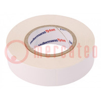 Tape: textile; W: 19mm; L: 10m; Thk: 0.31mm; white; 64N/cm; 10%; rubber