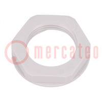 Écrou; M20; polyamide; UL94V-2; 27mm; gris clair; -20÷100°C