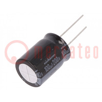 Kondenzátor: elektrolit; THT; 100uF; 200VDC; Ø18x25mm; ±20%; 1000h