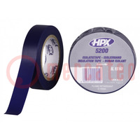 Tape: electro-isolatie; W: 15mm; L: 10m; Thk: 0,15mm; blauw; rubber