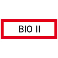 BIO II Hinweisschild Brandschutz, Alu geprägt, Größe 21,00x7,40 cm DIN 4066-D1