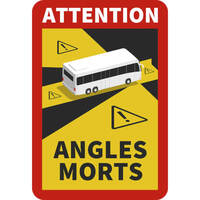 Hinweisschild ATTENTION ANGLES MORTS Bus, Magnetfolie, Größe: 17,0 x 25,0 cm