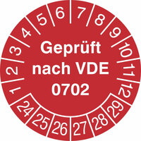 Prüfplakette,Doku-Folie, Geprüft nach VDE 0702, 500 STK/Rolle, 3,0 cm Version: 24-29 - Prüfplakette VDE 0702 24-29