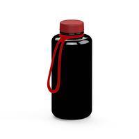 Artikelbild Drink bottle "Refresh" clear-transparent incl. strap, 1.0 l, black/red