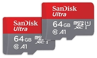 SANDISK 64GB ULTRA MICROSDXC 140MBS+ADAPT 2PACK SDSQUAB-064G-GN6MT