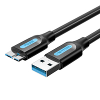 VENTION CÂBLE POUR DISQUE DUR 3 M CÂBLE USB 3.0 TYPE A VERS MICRO USB B CÂBLE POUR DISQUE DUR EXTERNE 5 GBPS COMPATIBLE AVEC SEA