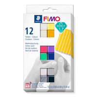 Staedtler FIMO 8013 C Modellierton 300 g Schwarz, Blau, Gold, Grün, Grau, Violett, Rot, Silber, Weiß, Gelb