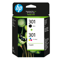 HP 301 pack de 2 cartouches d'encre noir/trois couleurs authentiques