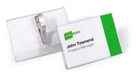 Durable Name Badge with Crocodile Clip 55 x 90mm - Transparent - Pack of 25