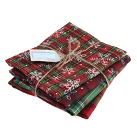 Fabric: Fat Quarters: Printed Christmas Tartan: Greens: Bundle of 4