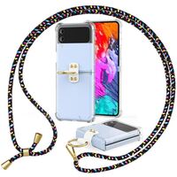NALIA Clear Cover with Chain compatible with Samsung Galaxy Z Flip4 Case, Transparent Necklace Phonecase with Ring & Adjustable Strap, Anti-Yellow Hard Back & Silicone Frame Bla...