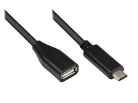 Adapterkabel USB 3.1 C Stecker an USB 2.0 A Buchse, schwarz, 0,2m, Good Connections®