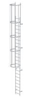 Einzügige Steigleiter mit Rückenschutz (Bau) Aluminium eloxiert, 7,64m