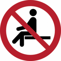 Sicherheitskennzeichnung - Sitzen verboten, Rot/Schwarz, 10 cm, Folie, Weiß
