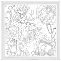Seidentuch 100% Seide - 90x90cm Der Strand - Weiß