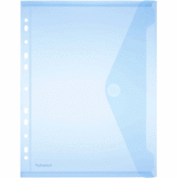 Dokumentenmappe A4 PP mit Lochrand Klettverschluss blau transparent