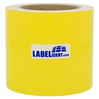 Polyesteretiketten-Band 100 mm Breite, gelb glänzend beschichtet, permanent, 40 lfm auf 1 Rolle/n, 3 Zoll (76,2 mm) Kern