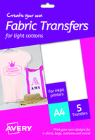 T-Shirt transfer fogli A4 termotrasferibili per cotone bianco - stampanti Inkjet - 210x297 - 5 ff