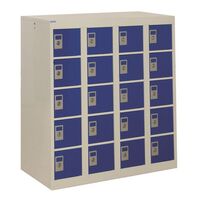 Personal effects lockers, 20 compartments, blue doors, height 940mm