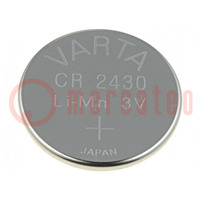 Elem: lítium; 3V; CR2430,gomb; 300mAh; nem újratölthető; Ø24,5x3mm