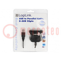 Adapter; USB 1.1; D-Sub 25pin Buchse,USB A-Stecker; 1,8m