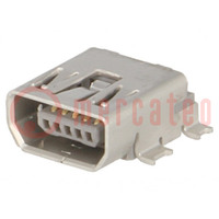 Connector: USB AB mini; socket; on PCBs; SMT; PIN: 5; horizontal