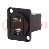 Adapter; USB C socket-front,USB C plug-back; FT; double; USB-C