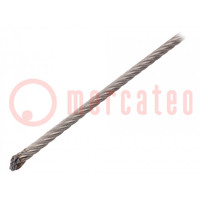 Rope; acid resistant steel A4; Ørope: 5mm; L: 10m; 443kg