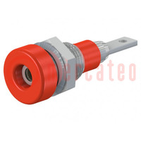 Connector: 2mm banana; socket; 10A; 23mm; red; soldered,on panel