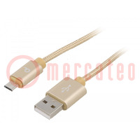 Kabel; USB 2.0; USB A-Stecker,Micro-USB-B-Stecker; vergoldet