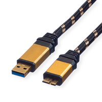 ROLINE GOLD USB 3.2 Gen 1 Kabel, USB A - Micro B, ST/ST, Retail Blister, 0,8 m