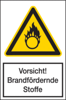 Warnaufsteller - Warnung vor brandfördernden Stoffen, Weiß, 48 x 25 cm, 350 g