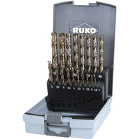 RUKO HSSE-CO R215214RO - JUEGO DE BROCAS HELICOIDALES (5 UNIDADES, DIN 338, TIPO VA, ACABADO DORADO, 19 PIEZAS)