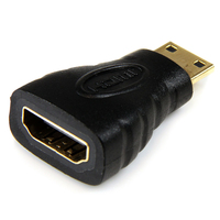StarTech.com Mini HDMI naar HDMI Adapter, 4K High Speed HDMI Adapter, 4K 30Hz Ultra HD High Speed HDMI Adapter, HDMI 1.4, Vergulde Connectors, UHD Mini HDMI Adapter 4K, Zwart
