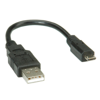 ROLINE USB 2.0 Kabel, USB A Male - USB Micro B Male 0,15 m