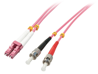 Lindy 46353 kabel optyczny 5 m LC ST OM4 Różowy