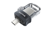 SanDisk Ultra Dual m3.0 USB flash drive 128 GB USB Type-A / Micro-USB 3.2 Gen 1 (3.1 Gen 1) Zwart, Zilver, Transparant