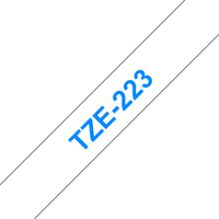 Brother TZE-223 címkéző szalag Fehéren kék